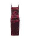 Dolce & Gabbana Draped Satin Midi Dress In Red