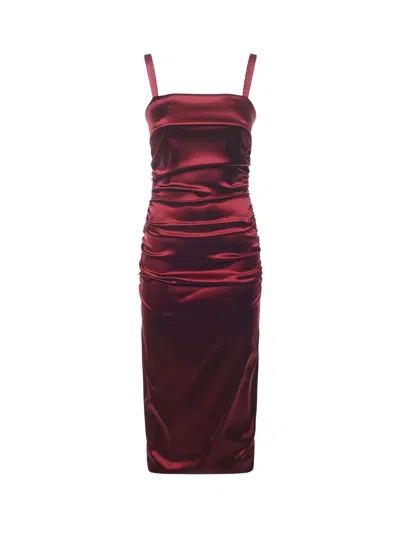 DOLCE & GABBANA DRAPED STRETCH SATIN DRESS
