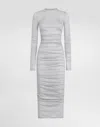 Dolce & Gabbana Draped Wool Jersey Calf-length Dress In Grey