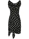 Dolce & Gabbana Polka-dot Draped Mini Dress In Black