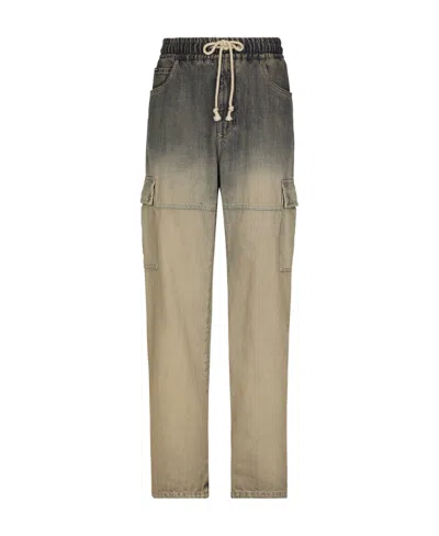 Dolce & Gabbana Drawstring Cargo Jeans In Nude