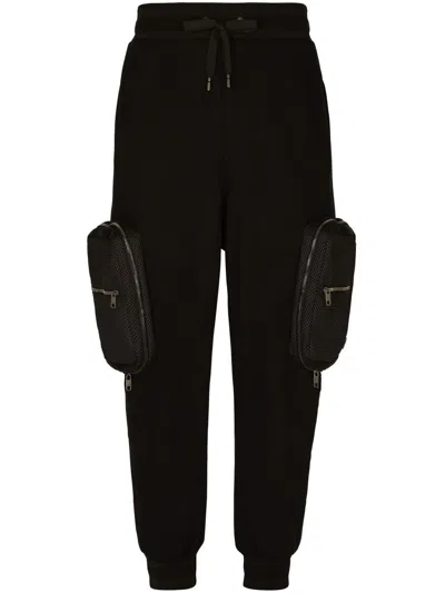 Dolce & Gabbana Drawstring Cotton-blend Track Pants In Black