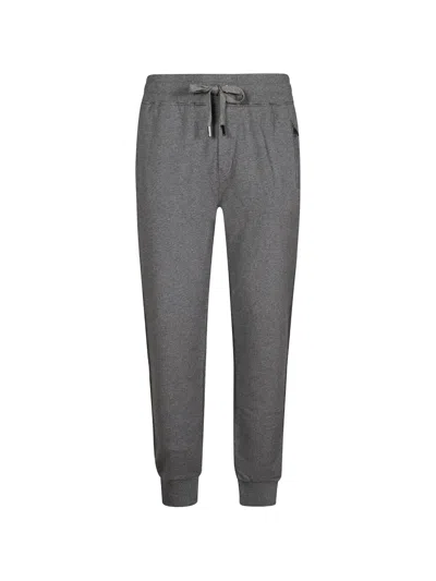 Dolce & Gabbana Drawstring Cotton Track Pants In Gray