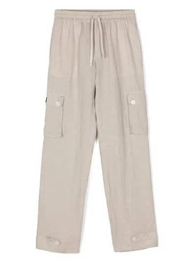 Dolce & Gabbana Kids' Drawstring Linen Trousers In Neutrals