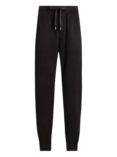 Dolce & Gabbana Drawstring Waist Ribbed Track Pants In Black