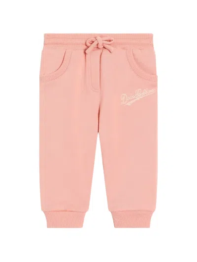 Dolce & Gabbana Babies' Drawstring Logo Trousers In Pink