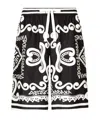 Dolce & Gabbana Dolce&gabbana Silk Bermuda With Navy Print In Black