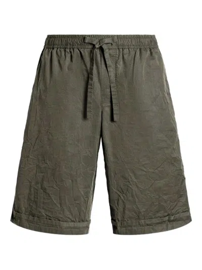 Dolce & Gabbana Shorts Cotton Fringed Pockets Rolled Hems In Green