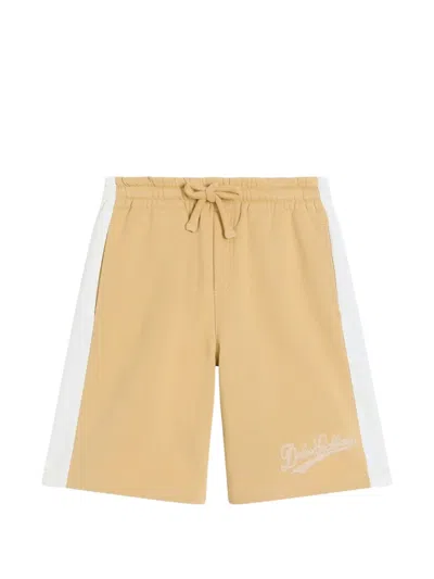Dolce & Gabbana Kids' Drawstring Side Stripe Shorts In Yellow