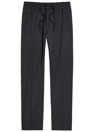 Dolce & Gabbana Drawstring Straight-leg Stretch-wool Trousers In Black