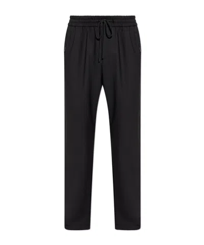 Dolce & Gabbana Drawstring Straight-leg Trousers In Black