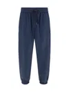 Dolce & Gabbana Ribbed Hems Jogger Style Monochrome Trousers In Blue