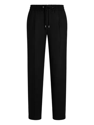 Dolce & Gabbana Chevron Flannel Joggers In Black