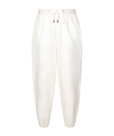 Dolce & Gabbana Drawstring-waist Cotton Track Pants In White