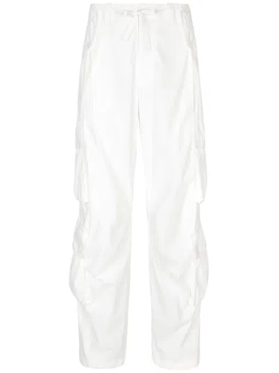 Dolce & Gabbana Drawstring-waist Poplin Cargo Pants In White