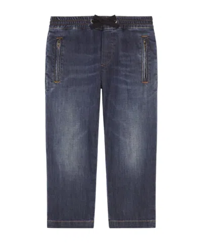 Dolce & Gabbana Drawstring-waist Straight-leg Jeans In Black