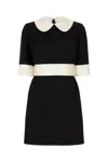 Dolce & Gabbana Peter Pan-collar Short-sleeve Belted Crepe Mini Dress