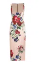 Dolce & Gabbana Satin Calf-length Sheath Dress With Floral Print