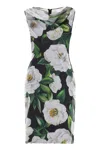 Dolce & Gabbana Silk Dress With Floral Print Dresses Multicolor In Green