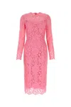 Dolce & Gabbana Midi Dress In Floral Cordonnet Lace In Pink