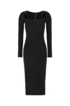 Dolce & Gabbana Long-sleeve Square-neck Midi Dress In Black