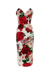 Dolce & Gabbana Bustier Midi Dress With Floral Print In Multi