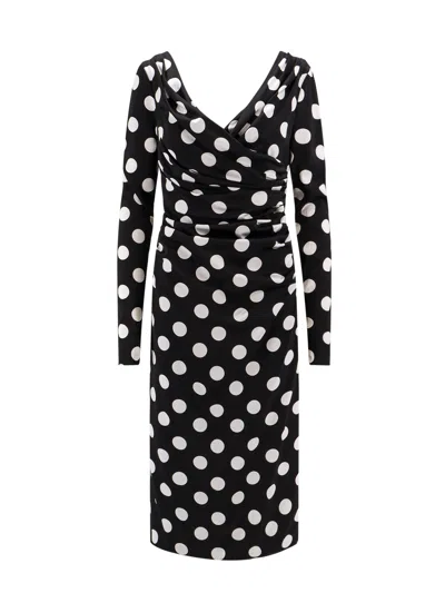 Dolce & Gabbana Satin Midi Dress With Polka-dot Print: In Multi
