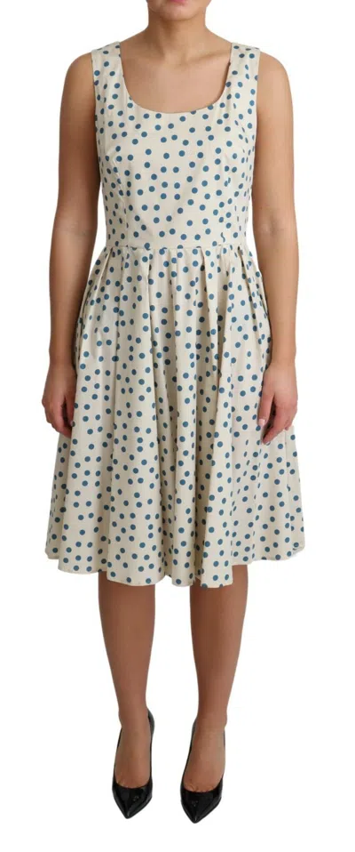 Pre-owned Dolce & Gabbana Dress Beige Dotted Cotton A-line Gown It42 / Us8 / M Rrp $1400
