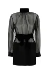 Dolce & Gabbana Black Stretch Silk Blend Minidress In Black