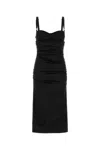 Dolce & Gabbana Draped Black Dress With Bra Detail In Black