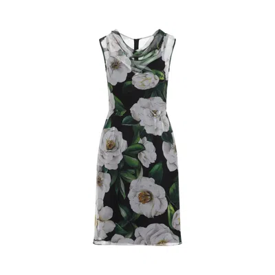 Dolce & Gabbana Silk Mini Dress In Green