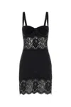 Dolce & Gabbana Black Satin And Lace Dress In Black