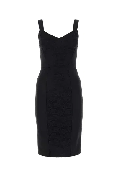 Dolce & Gabbana Black Powernet And Lace Dress