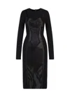 Dolce & Gabbana Lace Insert Viscose Blend Dress In Black