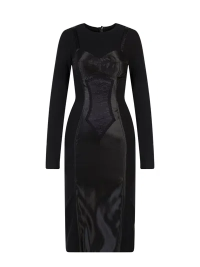 Dolce & Gabbana Lingerie Design Long-sleeved Sheath Dress In Animal Print