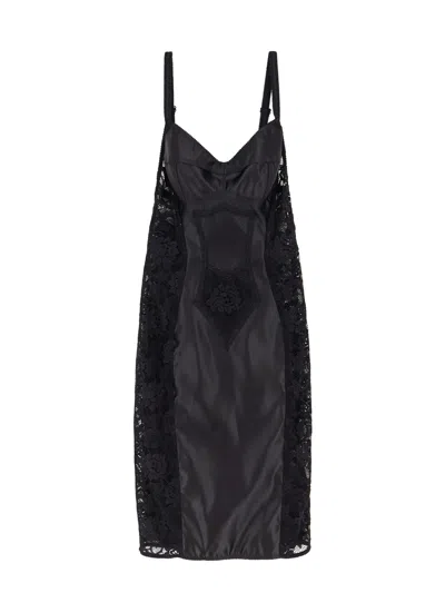 Dolce & Gabbana Lace And Satin Corset Dress In Black
