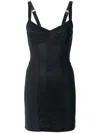 Dolce & Gabbana Structured Lace-detail Fitted Mini Dress In Black
