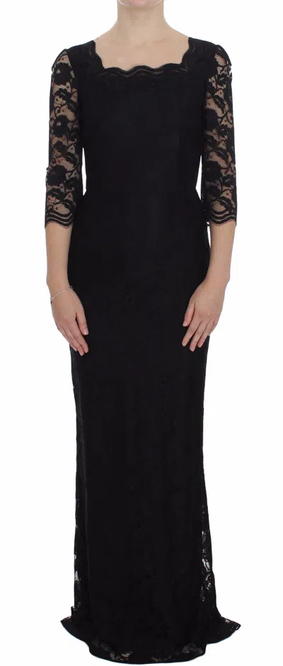 Pre-owned Dolce & Gabbana Dress Black Floral Lace Long Ball Maxi It40 / Us6 / S Rrp $3800