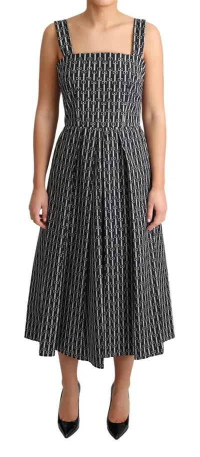 Pre-owned Dolce & Gabbana Dress Black White Pattern Cotton A-line It42 / Us8 / M Rrp $1400
