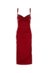 Dolce & Gabbana Red Dress With Bustier Design And Ruffled Details In Fabric Woman In Bordeauxmedio