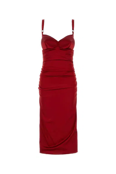 Dolce & Gabbana Women Red Dress With Bustier Design And Ruffled Details In Fabric Woman In Multi