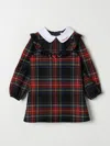 Dolce & Gabbana Check-tartan Tartan-print Long-sleeve Wool-blend Dress 4-10 Y In Blue
