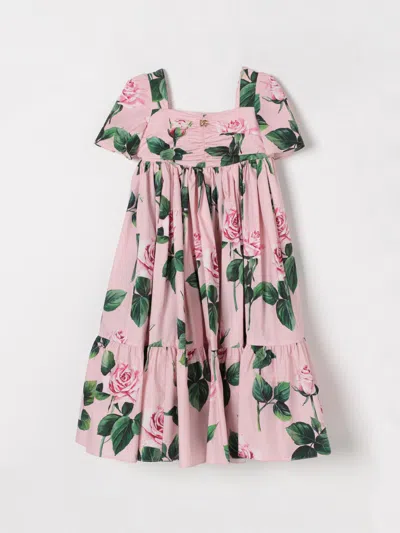 DOLCE & GABBANA DRESS DOLCE & GABBANA KIDS COLOR PINK,G46225010