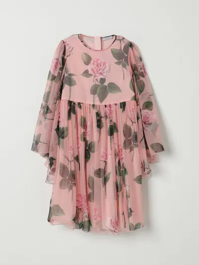 DOLCE & GABBANA DRESS DOLCE & GABBANA KIDS COLOR PINK,G50623010