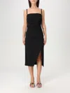 Dolce & Gabbana Side-split Draped Midi Dress In Black