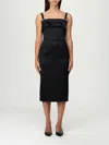 Dolce & Gabbana Satin Sleeveless Sheath Midi Dress In Black