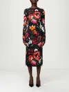 Dolce & Gabbana Flower Print Satin Midi Dress In Multi