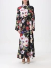 Dolce & Gabbana Floral Silk Satin Shirt Dress In Black