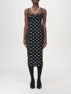 Dolce & Gabbana Marquisette Polka-dot Midi Dress With Corsetry Construction In Schwarz