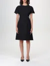 Dolce & Gabbana Midi Black Dress With Dg Detail In Schwarz